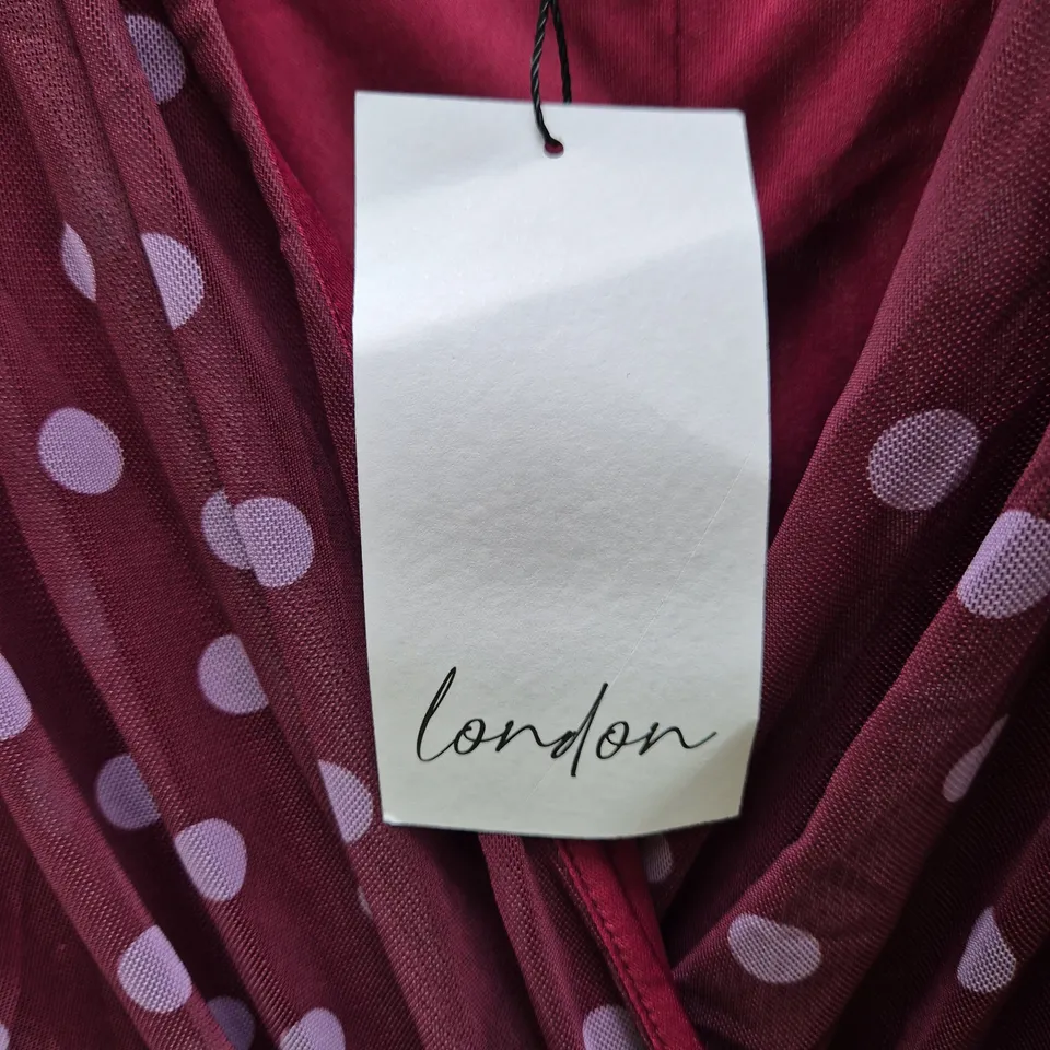 YOURS CLOTHING WOMEN'S PINK POLKA DOT DRESS, UK 22 (EU 50, US 18)