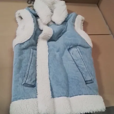 BOXED BRAND NEW APPROXIMATELY 6 SIMPLY BE LIGHT WASH DENIM GILET SIZE 16