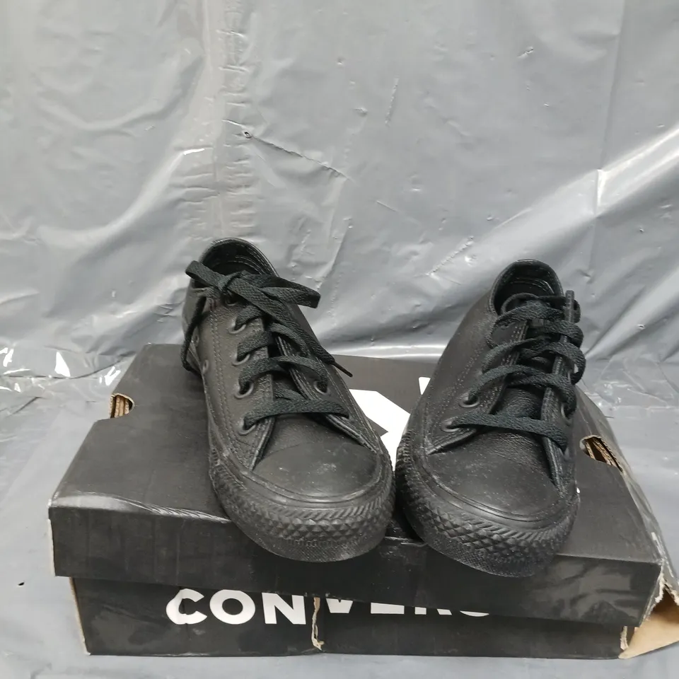 CONVERSE LEATHER OX TRAINERS - BLACK SIZE 3  RRP £70