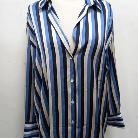 ZARA STRIPED SILK STYLE SHIRT - SIZE MEDIUM