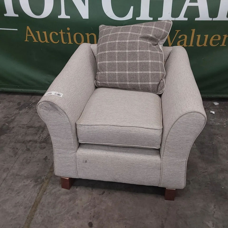 DESIGNER EASY CHAIR BEIGE FABRIC