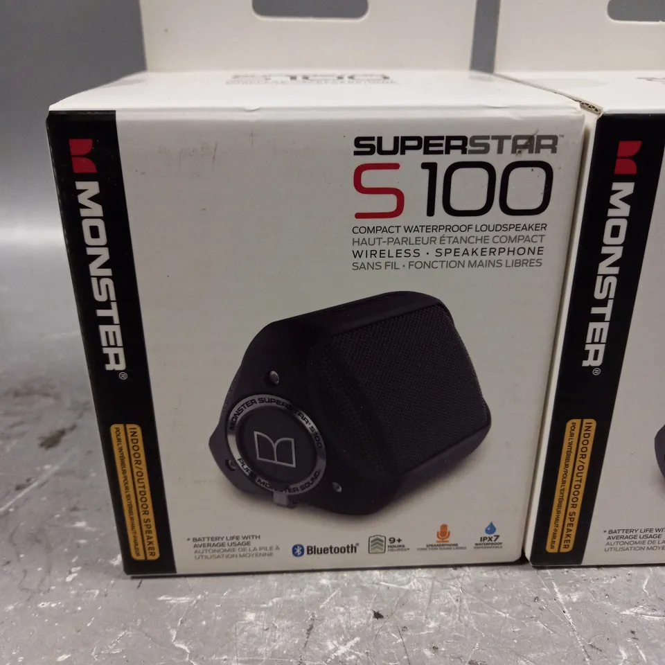 LOT OF 3 MONSTER SUPERSTAR S100 COMPACT WATERPROOF LOUDSPEAKERS