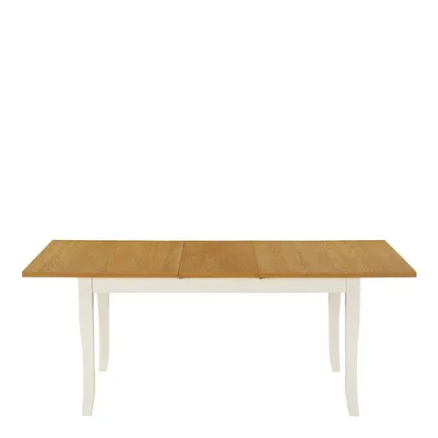 BOXED CONKLIN EXTENDABLE SOLID WOOD DINING TABLE - IVORY/OAK (1 BOX)