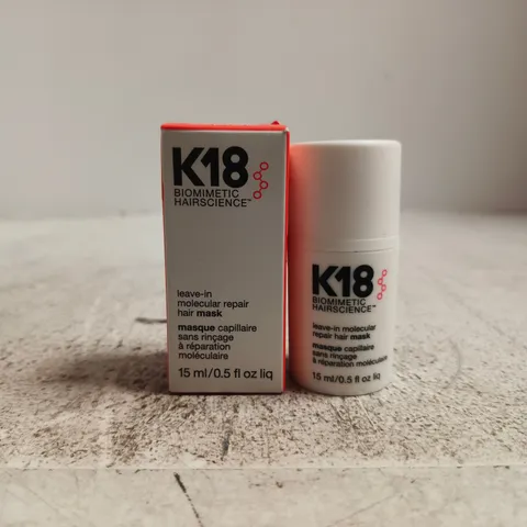 K18 BIOMETRIC HAIR SCIENCE LEAVE-IN MOLECULAR REPAIR HAIR MASK – 15 ML (BOXED)