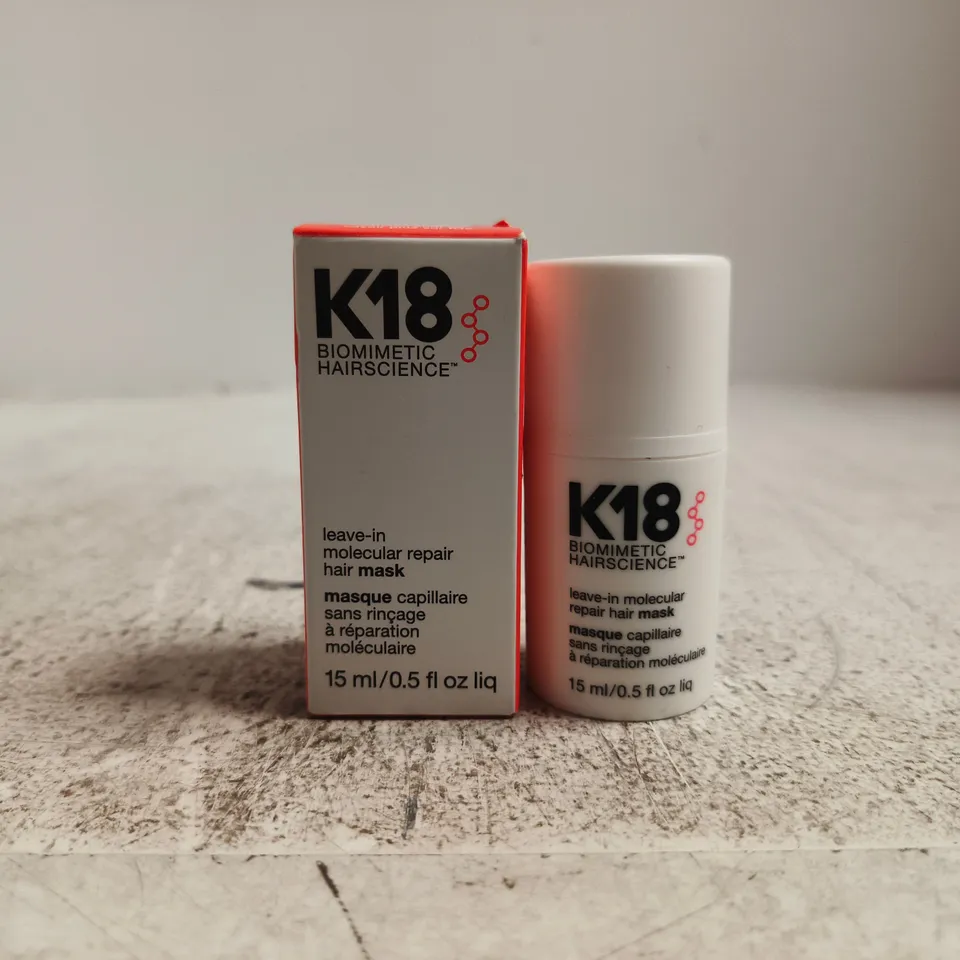 K18 BIOMETRIC HAIR SCIENCE LEAVE-IN MOLECULAR REPAIR HAIR MASK – 15 ML (BOXED)