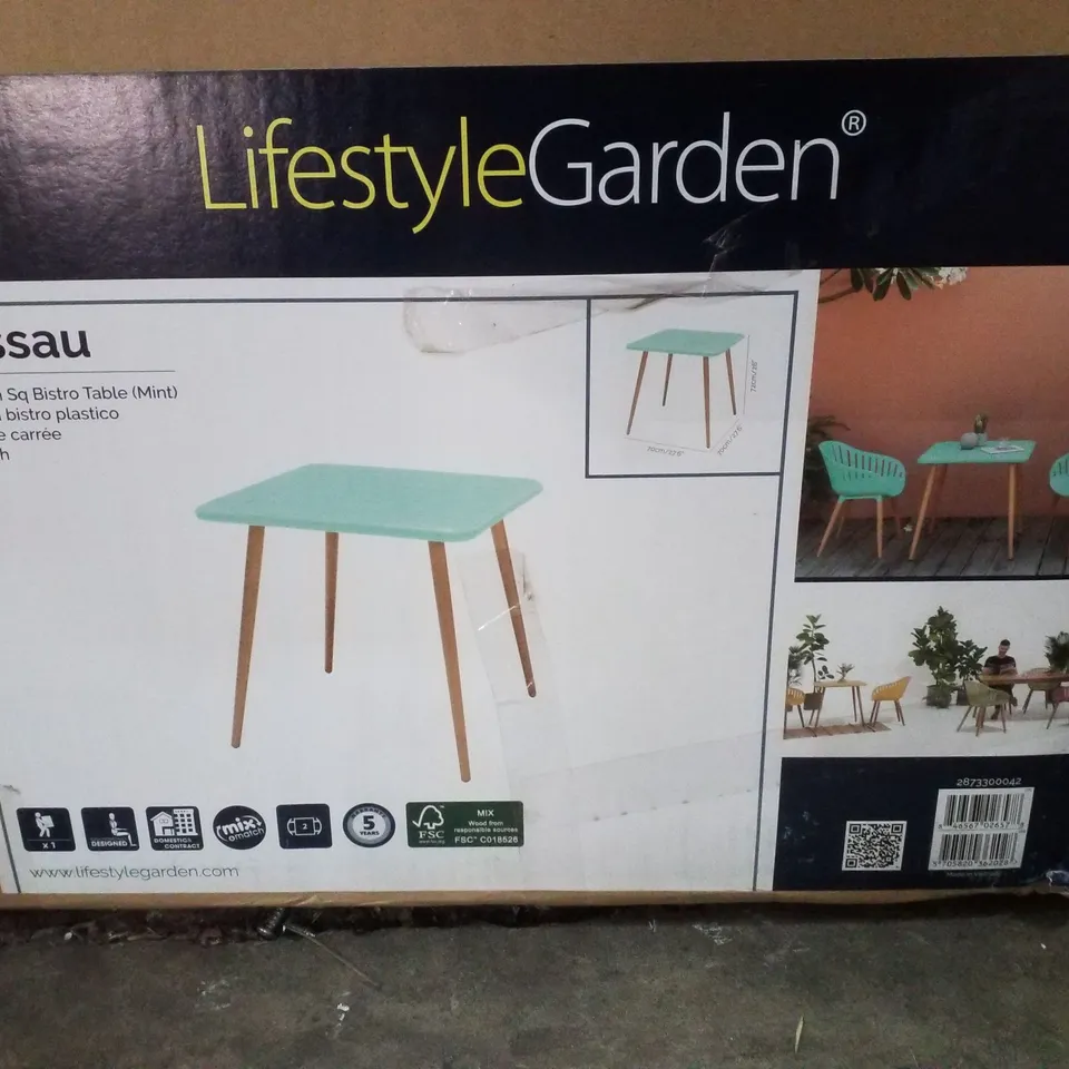 BOXED LIFESTYLEGARDEN NASSAU 70CM SQUARE BISTRO TABLE - MINT