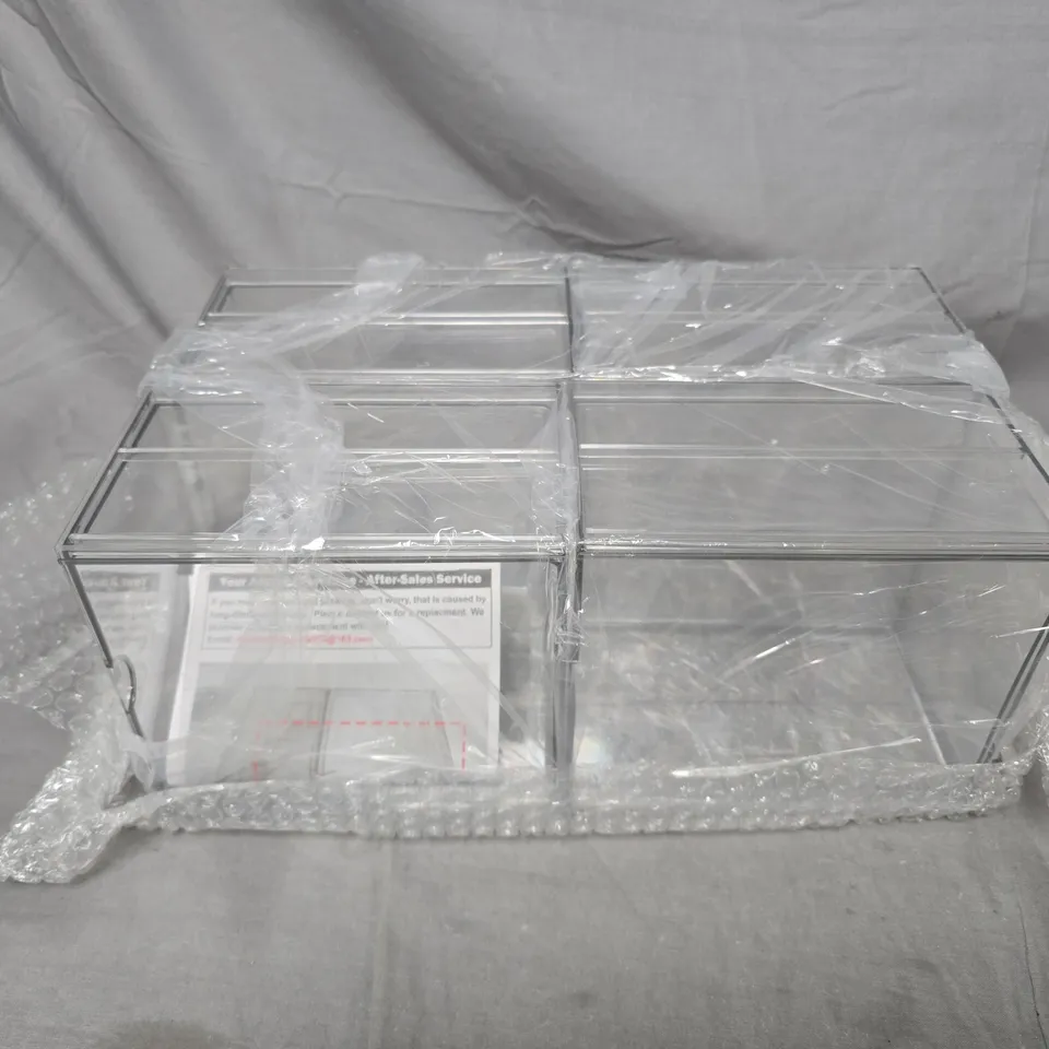 SET OF CLEAR STACKABLE STORAGE DRAWERS