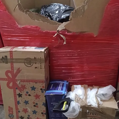 PALLET OF ASSORTED HOUSEHOLD GOODS AND PRODUCTS TO INCLUDE;WATER PRESSURE WASHER,KIDS BIKE,STEAM FLOOR WASHER
