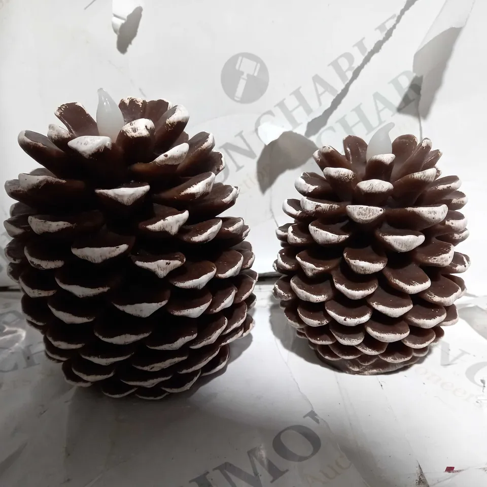 HOME REFLECTIONS SET OF 2 PINECONE FLAMELESS CANDLES