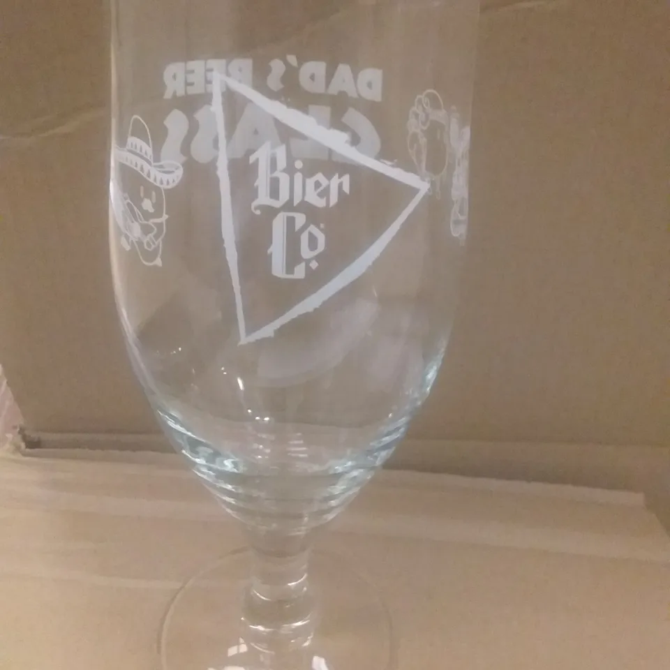 PALLET OF APPROXIMATELY 175 BOXES OF 6 BIER CO 'DADS BEER GLASS' 50CL GLASSES(APPROXIMATELY 1050 GLASSES IN TOTAL)