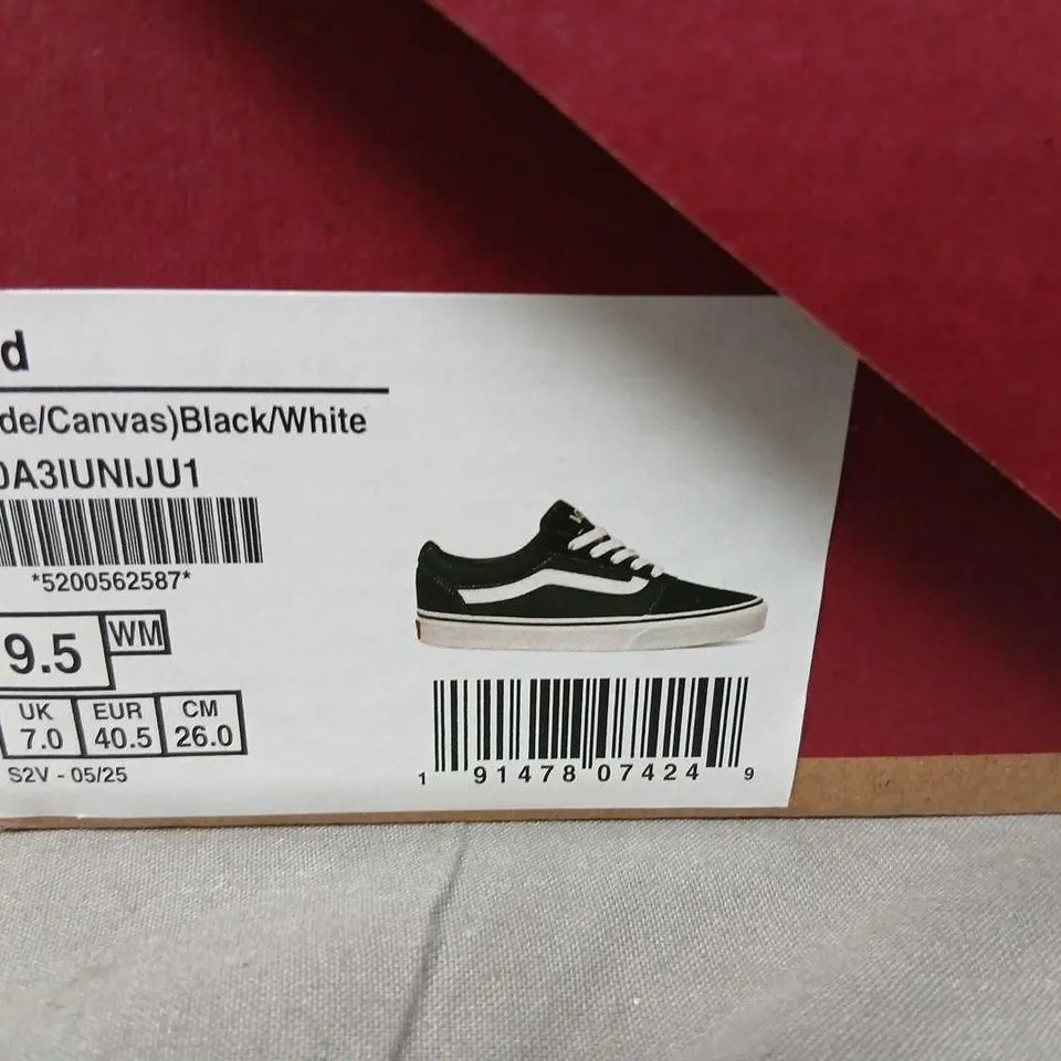 VANS WARD SUEDE/CANVAS SNEAKERS – BLACK/WHITE (UK 7 / US 9.5WM)