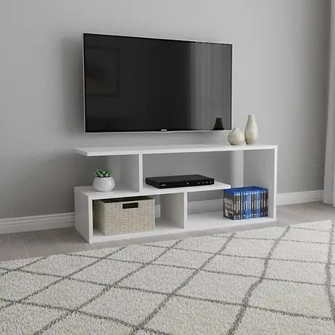 BOXED TV SHELVING UNIT SHEFA LINE EDEN 100 WHITE