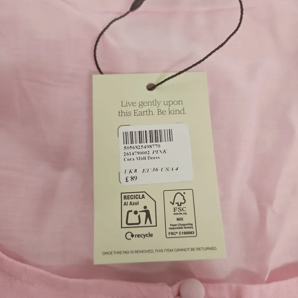 NOBODY'S CHILD CORA MIDI DRESS – PINK, UK 8 (EU 36, US 4)