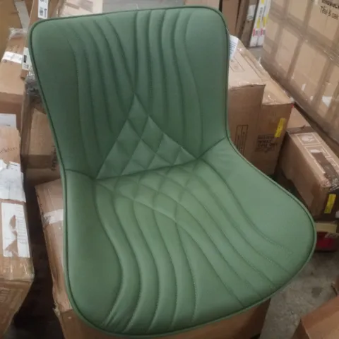BOXED SET OF 2 BEAN GREEN LEATHER DINING CHAIRS