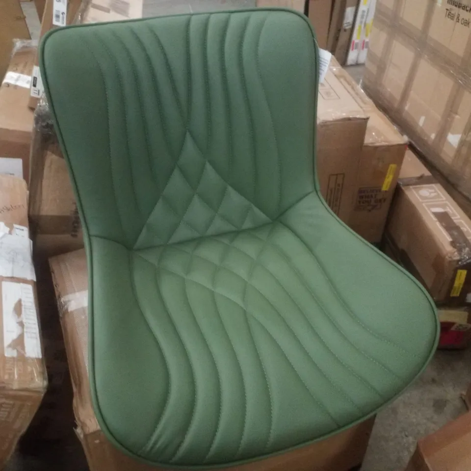 BOXED SET OF 2 BEAN GREEN LEATHER DINING CHAIRS