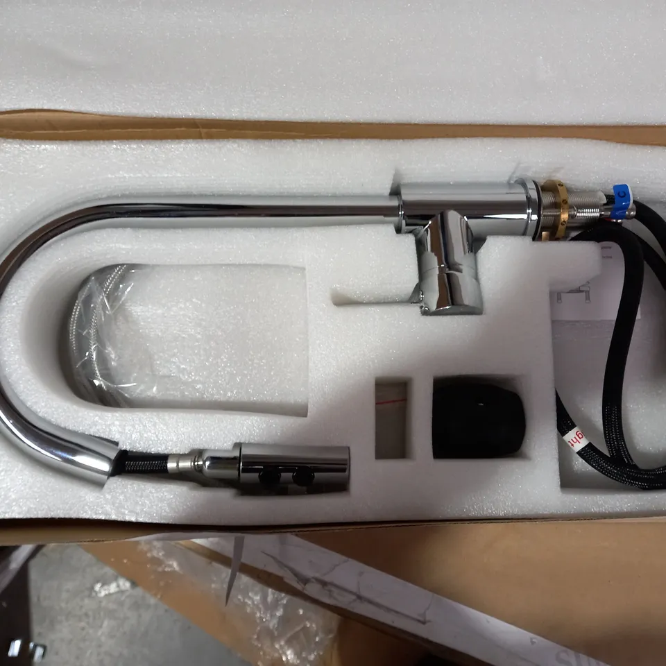 BOXED DESIGNER CHROME EFFECT KITCHEN FAUCET