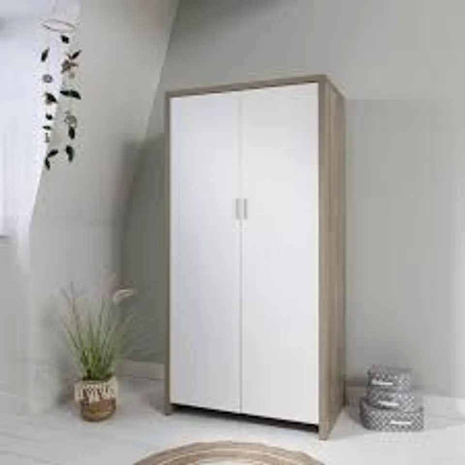 BOXED TUTTI BAMBINI MODENA WARDROBE - WHITE AND OAK FINISH (3 BOXES)