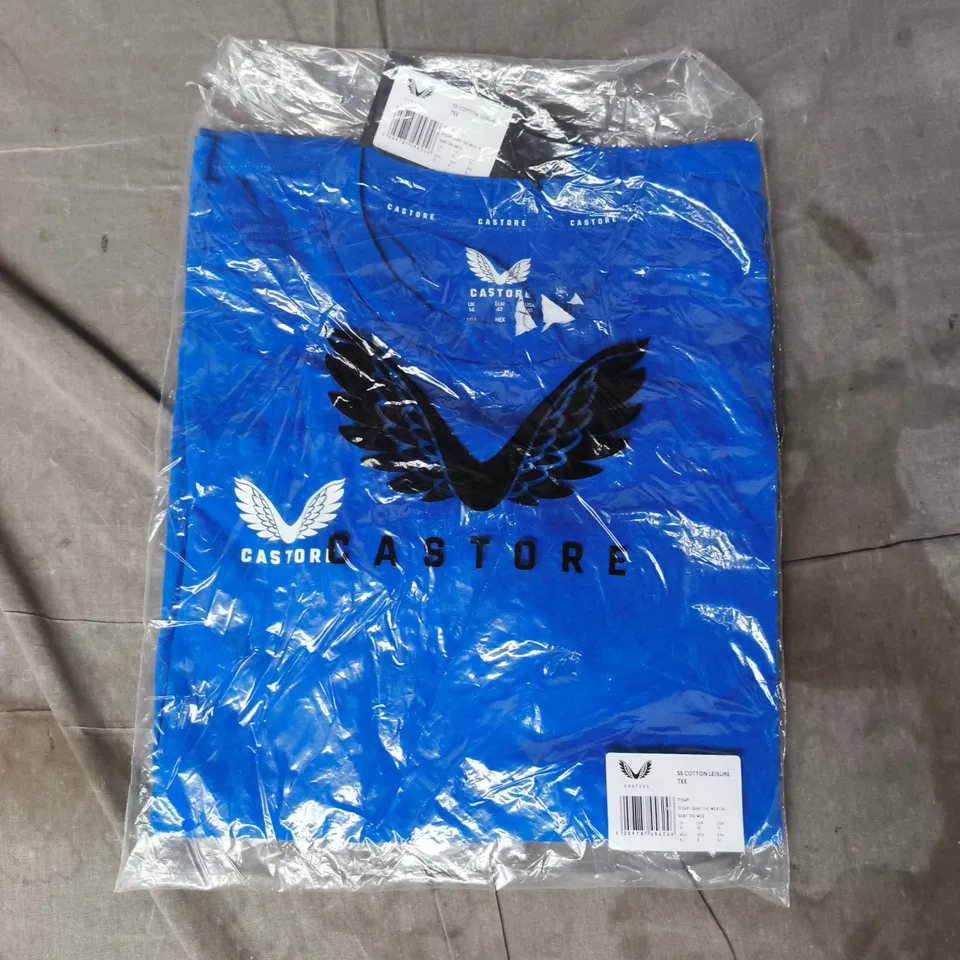 BAGGED CASTORE SHORT SLEEVE COTTON LEISURE T-SHIRT IN BLUE SIZE UK 14