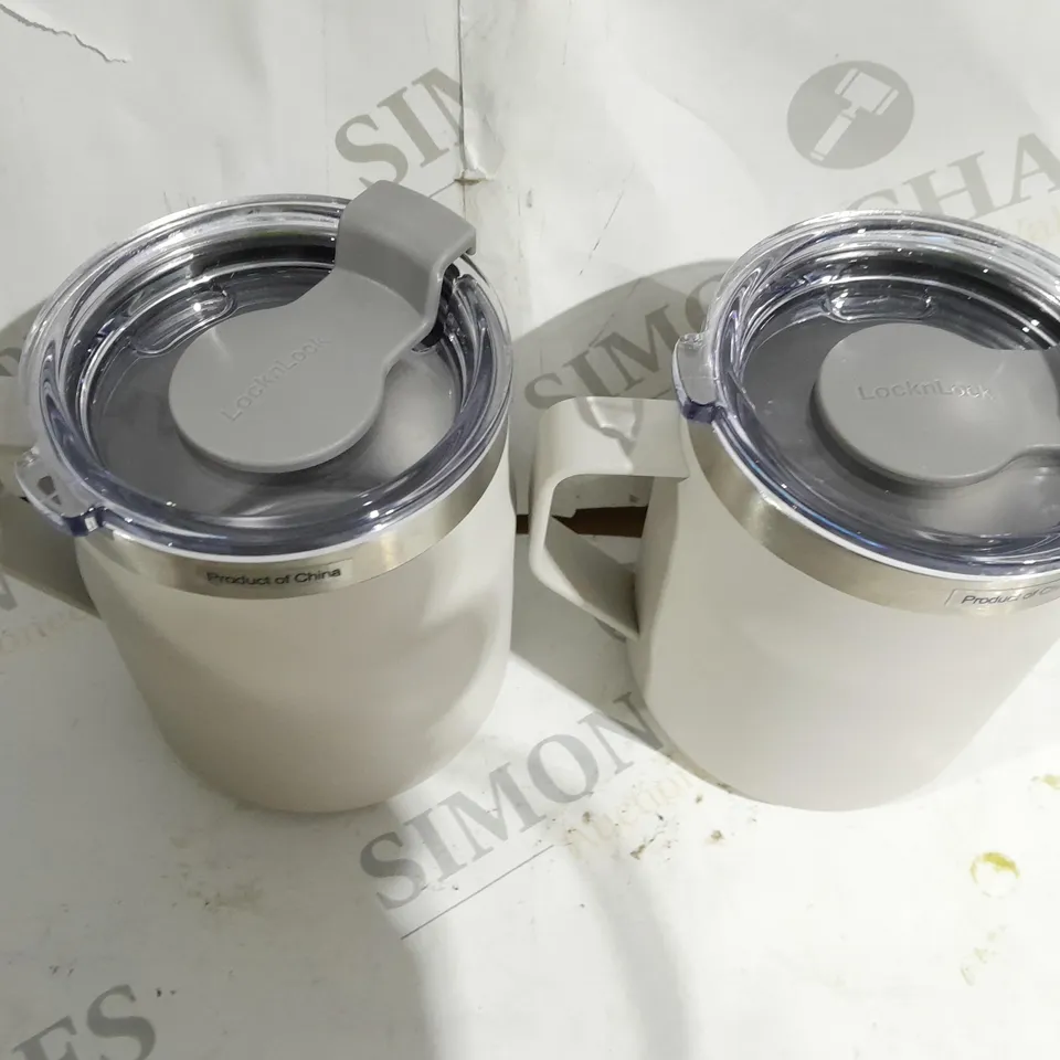 BOXED LOCK & LOCK SET OF INSULATED STAINLESS STEEL MUGS - OFF WHITE