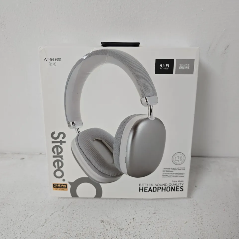 BOXED STEREO WIRELESS 5.3 HEADPHONES IN GREY