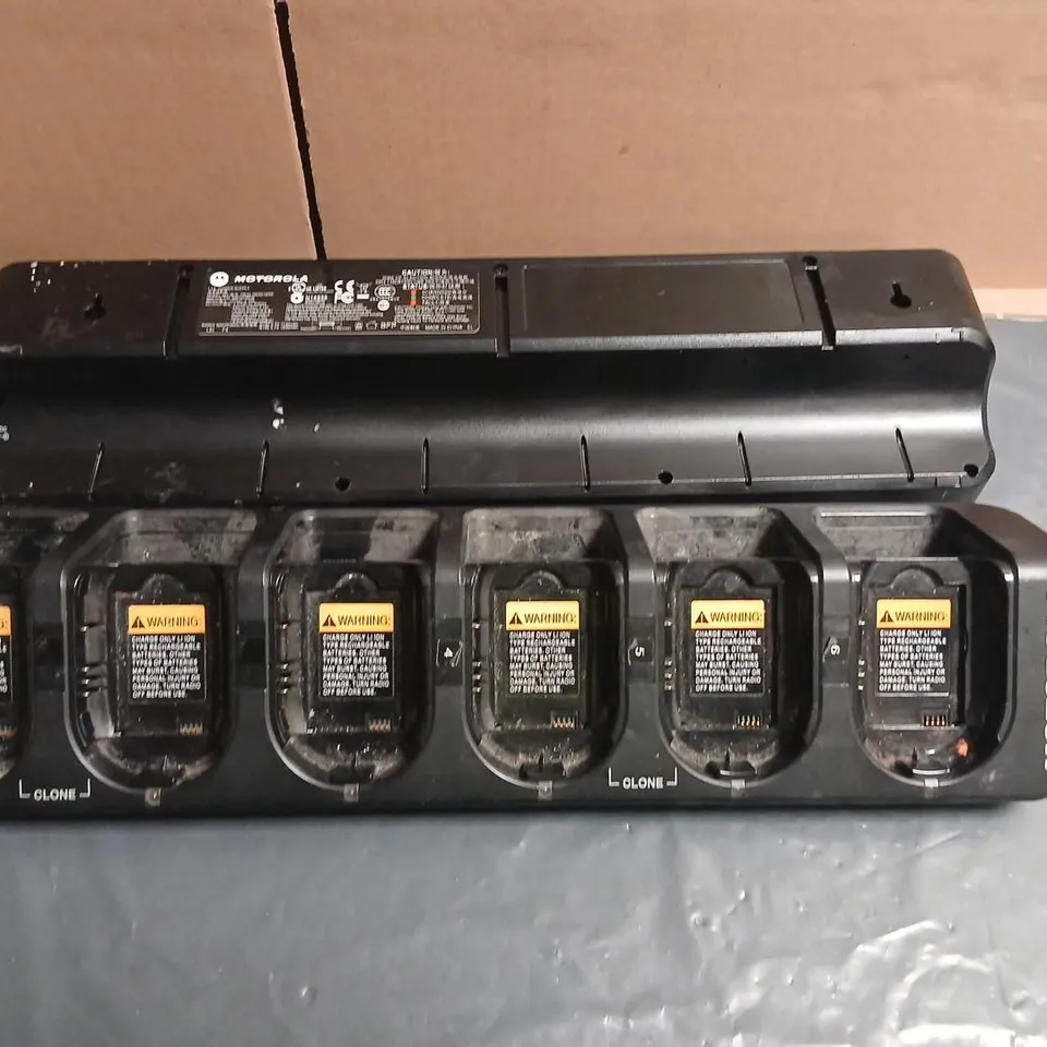 TWO MOTOROLA SIX-SLOT BATTERY CHARGER DOCK – BLACK