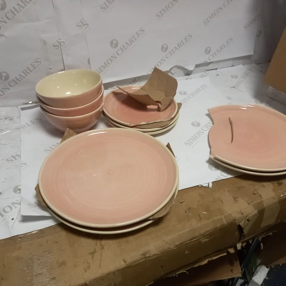 HARMONY SPINWASH PINK APPROX 12 PIECE DINNER SET  RRP £48