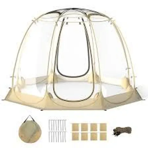 COSTWAY POP UP BUBBLE TENT 265X265CM, PVC TENT FOR 5-6 PEOPLE, WEATHERPROOF BUBBLE TENT, OUTDOOR TRANSPARENT CAMPING TENT