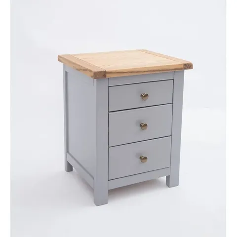 BOXED MIELE 3 DRAWER REDSIDE TABLE - GREY/GOLD