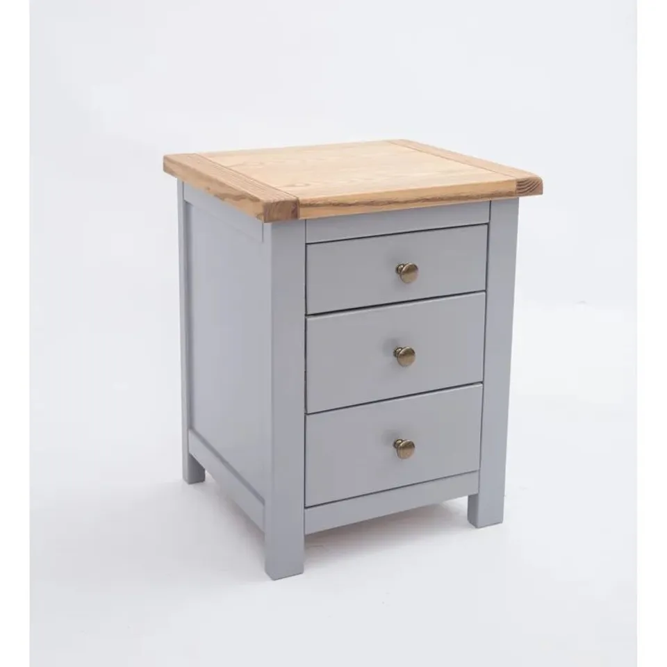 BOXED MIELE 3 DRAWER REDSIDE TABLE - GREY/GOLD