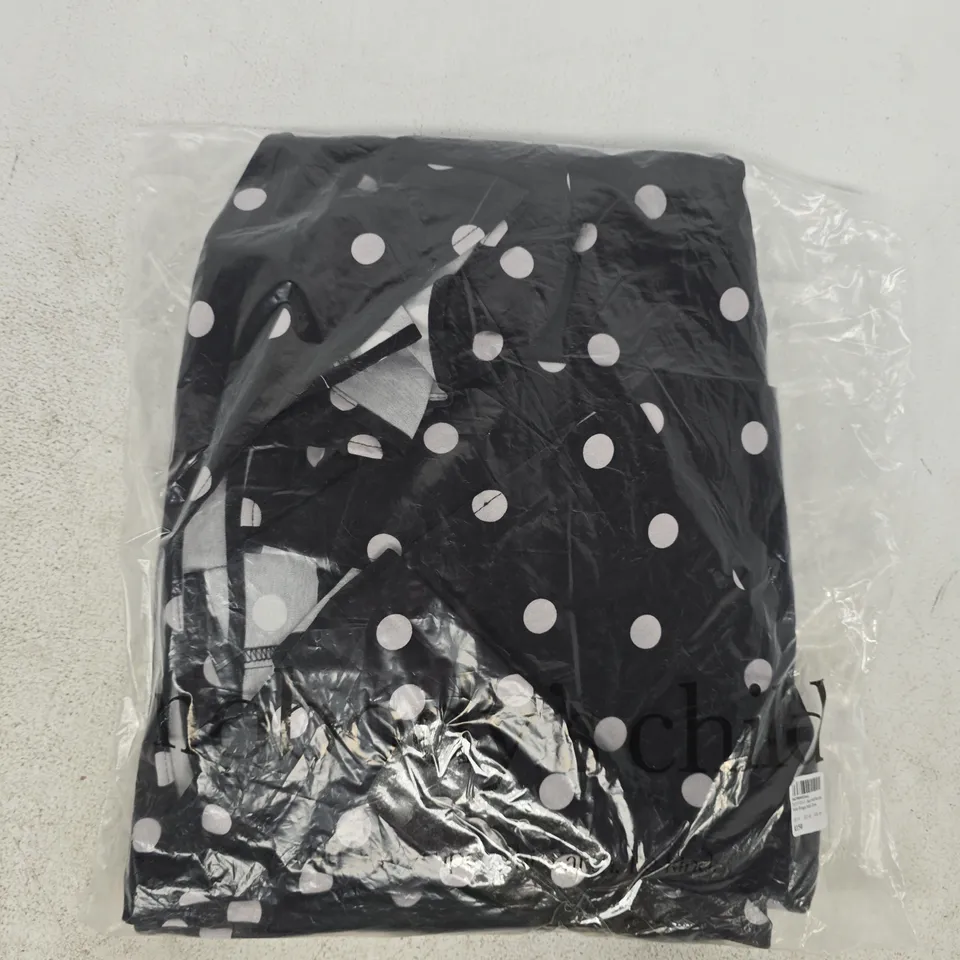 BAGGED NOBODY'S CHILD PETITE REIGN MIDI DRESS IN BLACK W. WHITE SPOTS SIZE UK 14