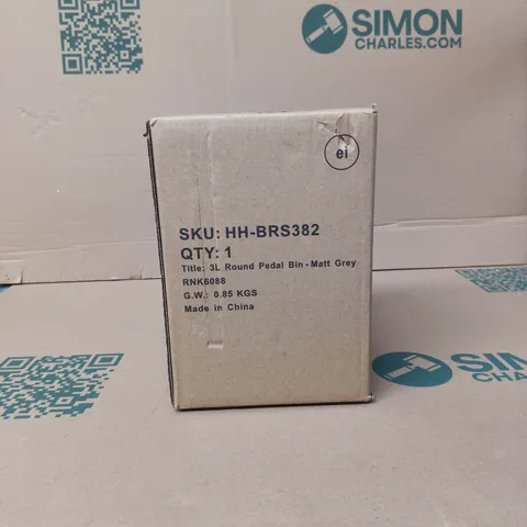 GREY ROUND PEDAL BIN 3L GREY BOXED