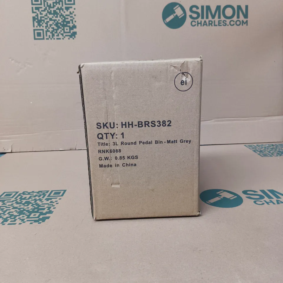 GREY ROUND PEDAL BIN 3L GREY BOXED