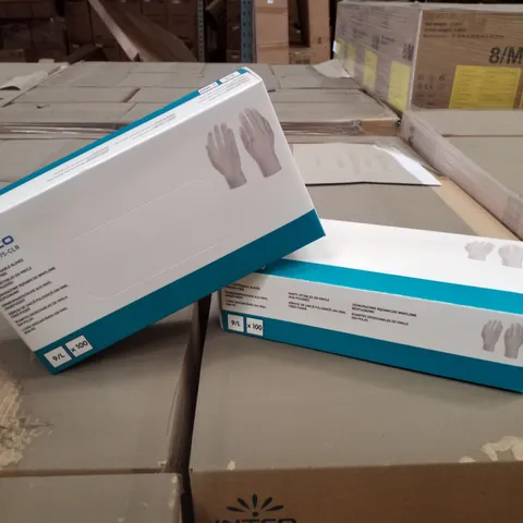 PALLET OF APPROXIMATELY 56 INTCO VINYL DISPOSABLE GLOVES 100PK BOXES - LARGE
