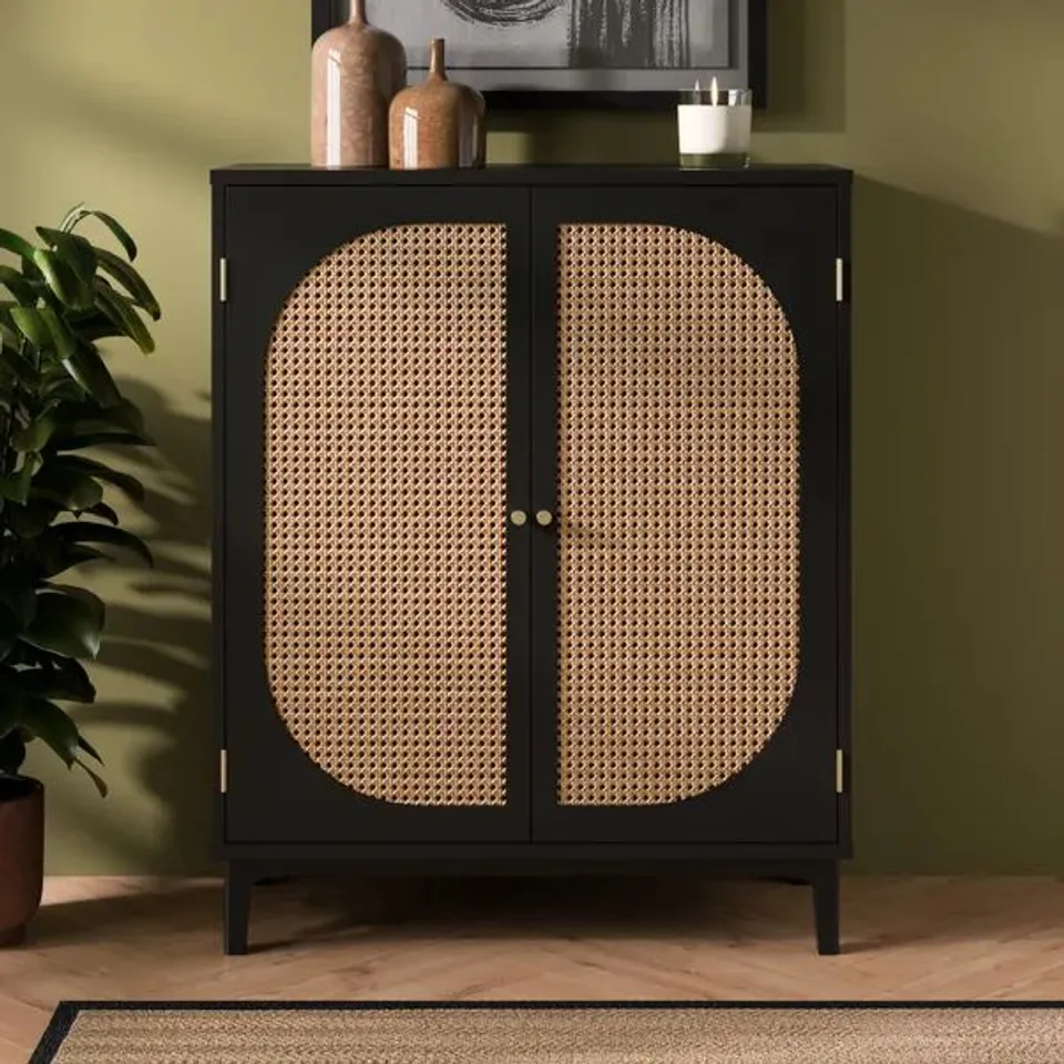 BOXED FRANCO SMALL CABINET, BLACK (1 BOX)