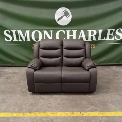 ROTHBURY LUXURY FAUX LEATHER HIGH BACK 2 SEATER MANUAL RECLINER SOFA  - CHARCOAL