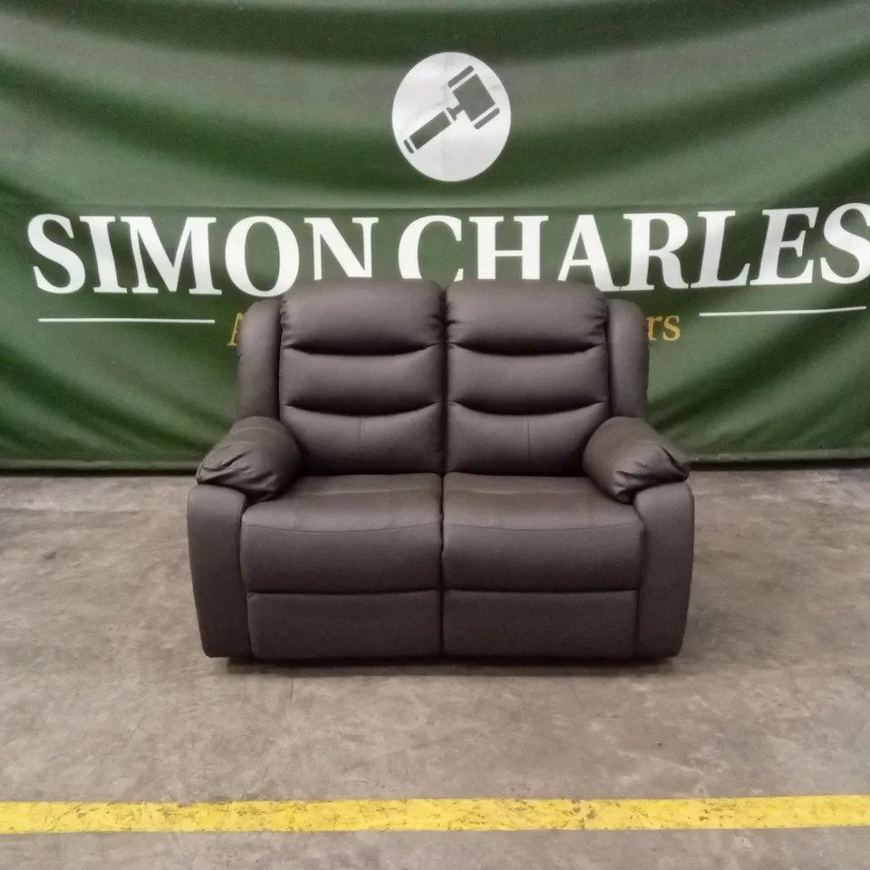 ROTHBURY LUXURY FAUX LEATHER HIGH BACK 2 SEATER MANUAL RECLINER SOFA  - CHARCOAL RRP £629