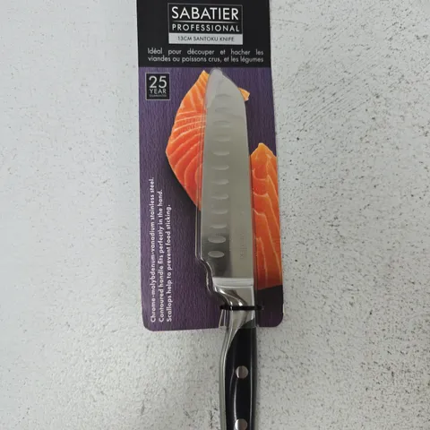SABATIER PROFESSIONAL 13CM SANTOKU KNIFE – RIVETED BLACK HANDLE