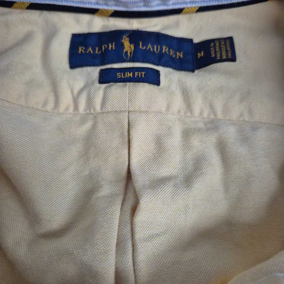 RALPH LAUREN SLIM FIT SHIRT – BEIGE, MEN'S M, BUTTON-DOWN COLLAR