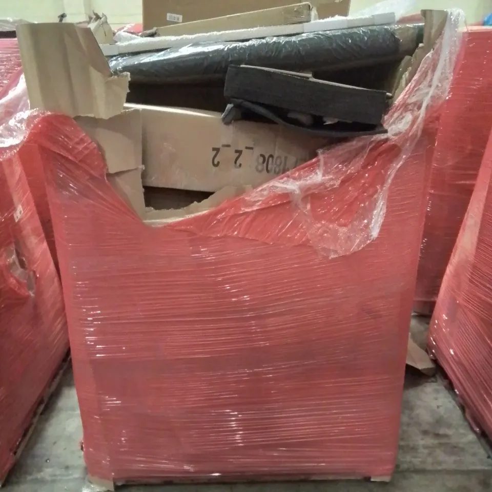 PALLET CONTAINING VARIOUS ASSORTED ITEMS TO INCLUDE: SHOE RACK, WORLD TRAVEL MAP, TELESCOPIC CURTAIN POLE, SHOWER UNIT AND LOTS MORE UNMARKED BOXED ITEMS 