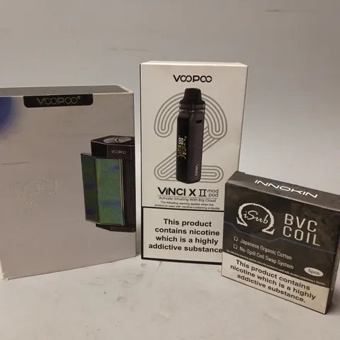APPROXIMATELY 20 VAPES, E-CIGARETTES & ACCESSORIES TO INCLUDE VOOPOO TOO, INNOKIN BVC COIL, VOOPOO VINCI X II, ETC