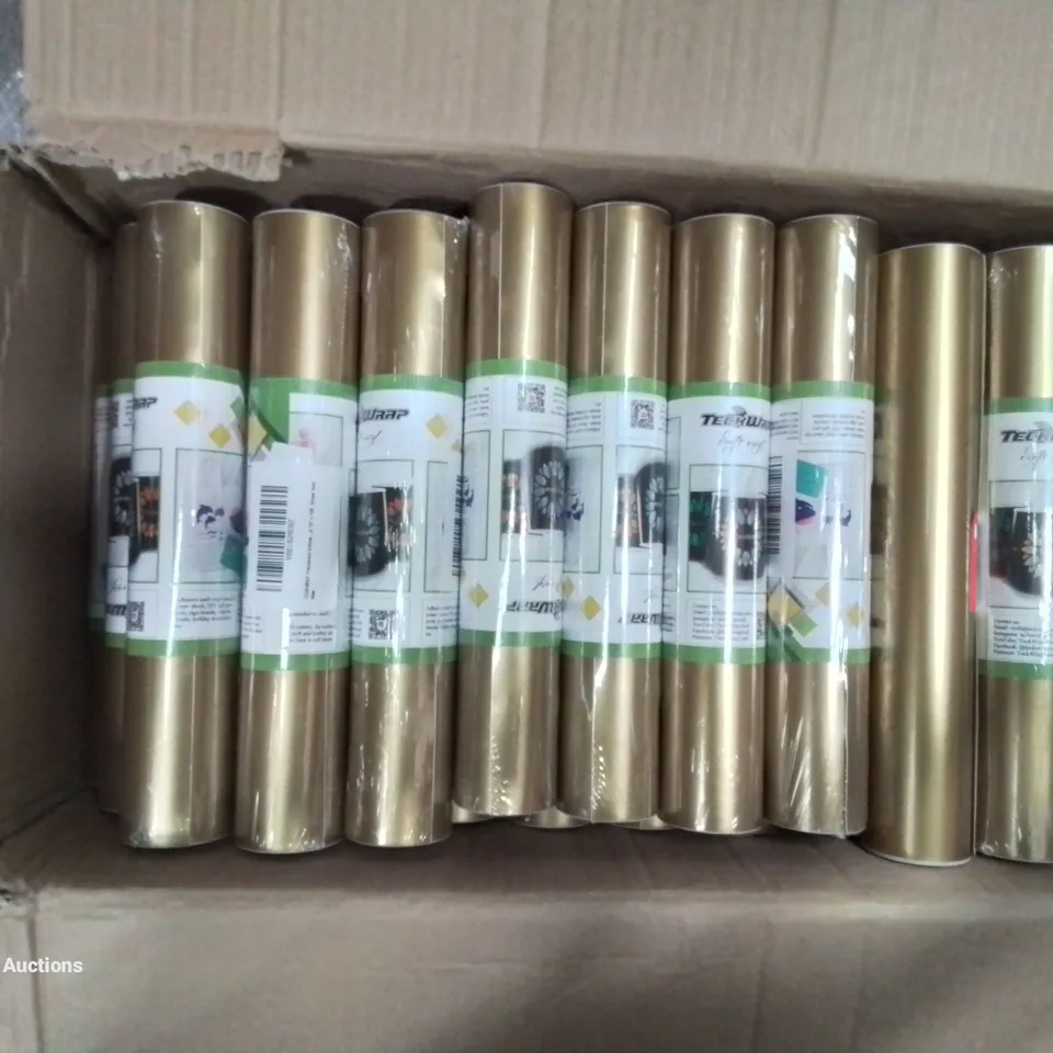 APPROXIMATELY 35 ROLLS OF TECKWRAP GOLD CRAFT VINYL WRAP 