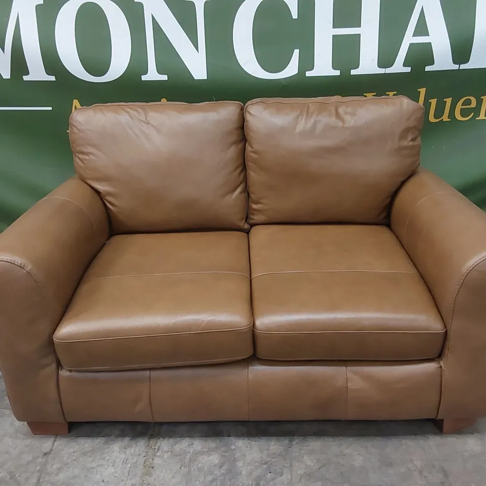 BAILEY 2 SEATER LEATHER SOFA - TAN RRP £829