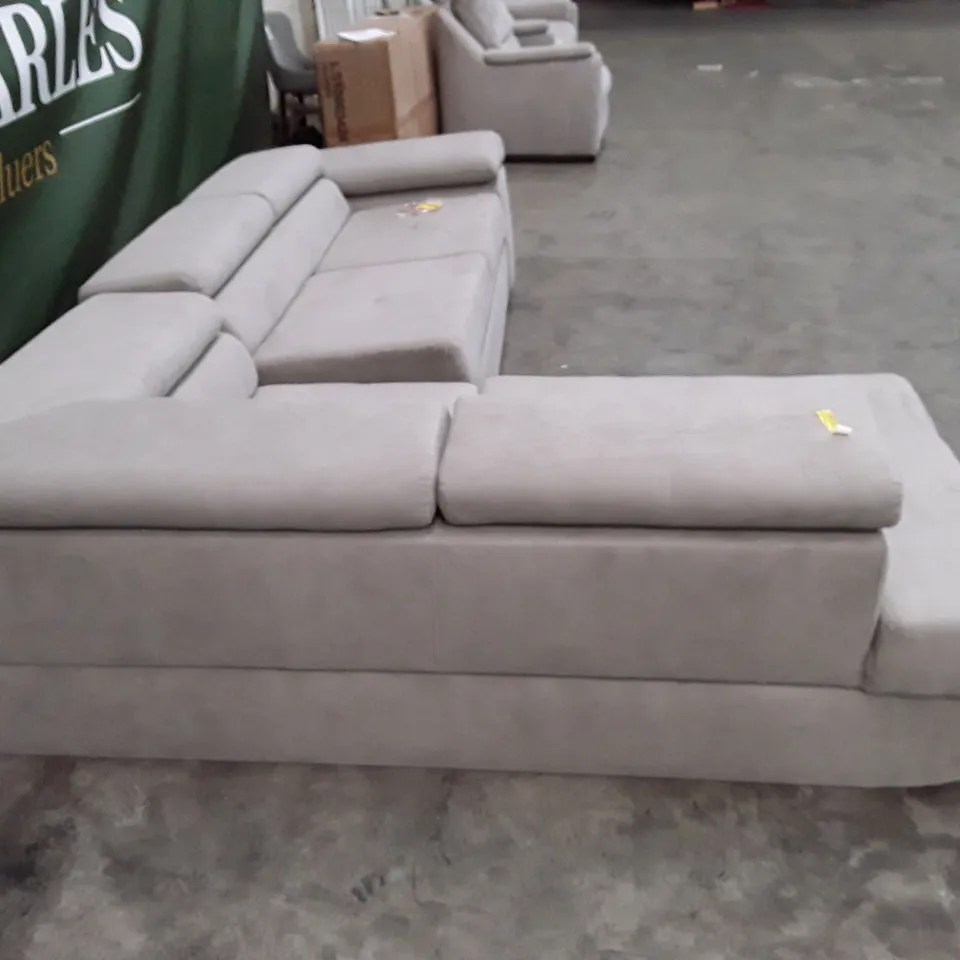 QUALITY DESIGNER FLAVIUS CORNER SOFA BED - GREY FABRIC