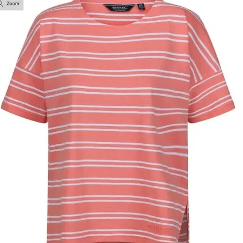 REGATTA WOMEN'S T-SHIRT ABAYA SHELL PINK WHITE STRIPE SIZE 18