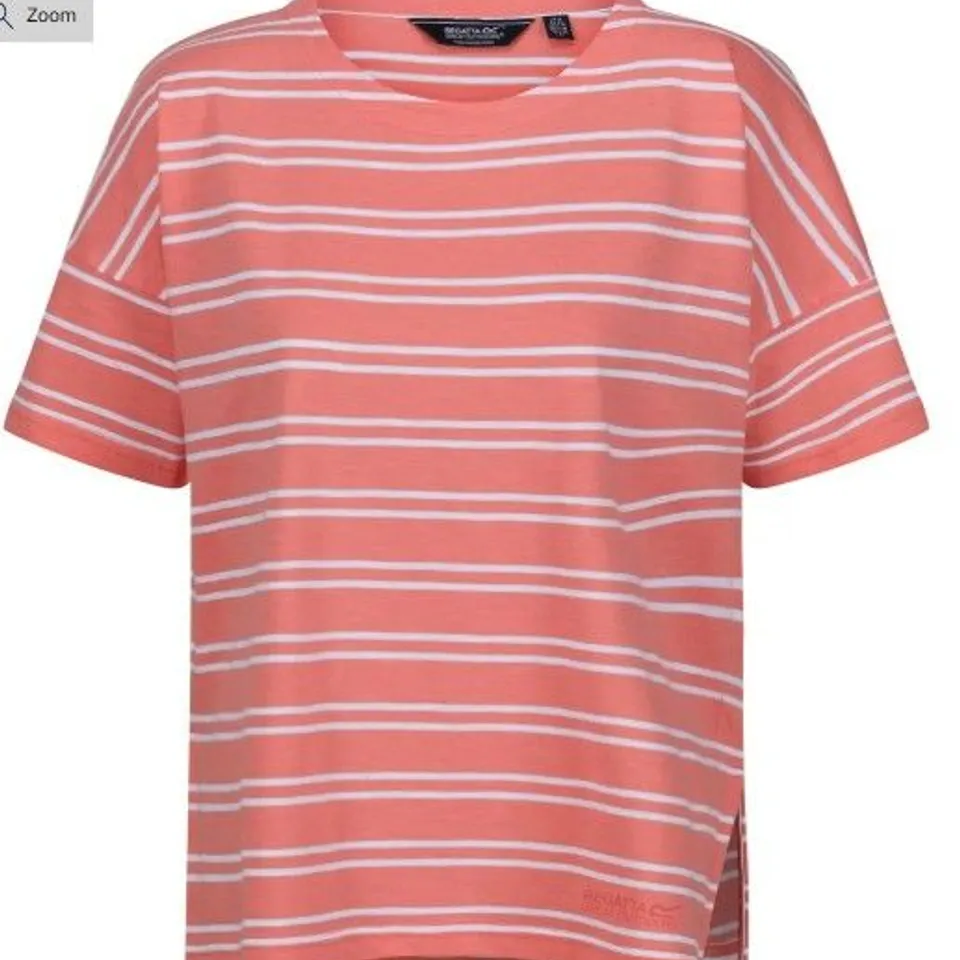 REGATTA WOMEN'S T-SHIRT ABAYA SHELL PINK WHITE STRIPE SIZE 18