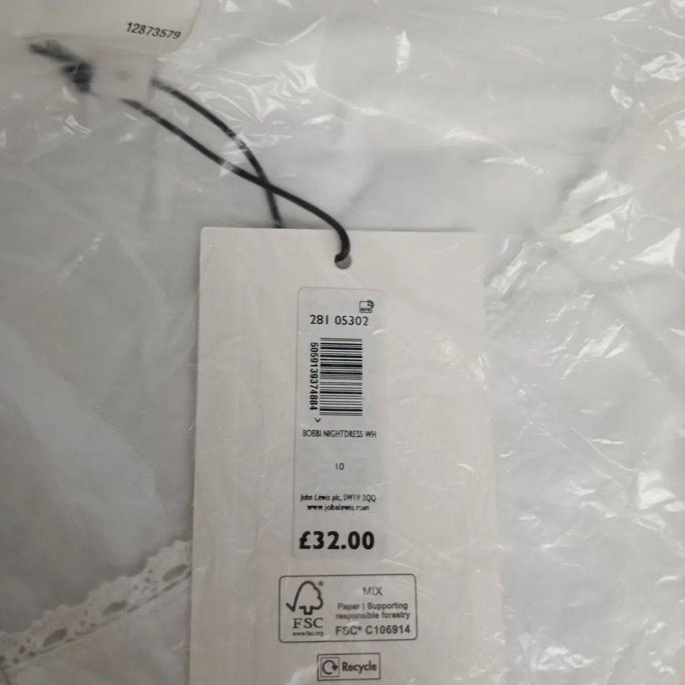 BOBBI NIGHTDRESS – JOHN LEWIS WHITE UK 10