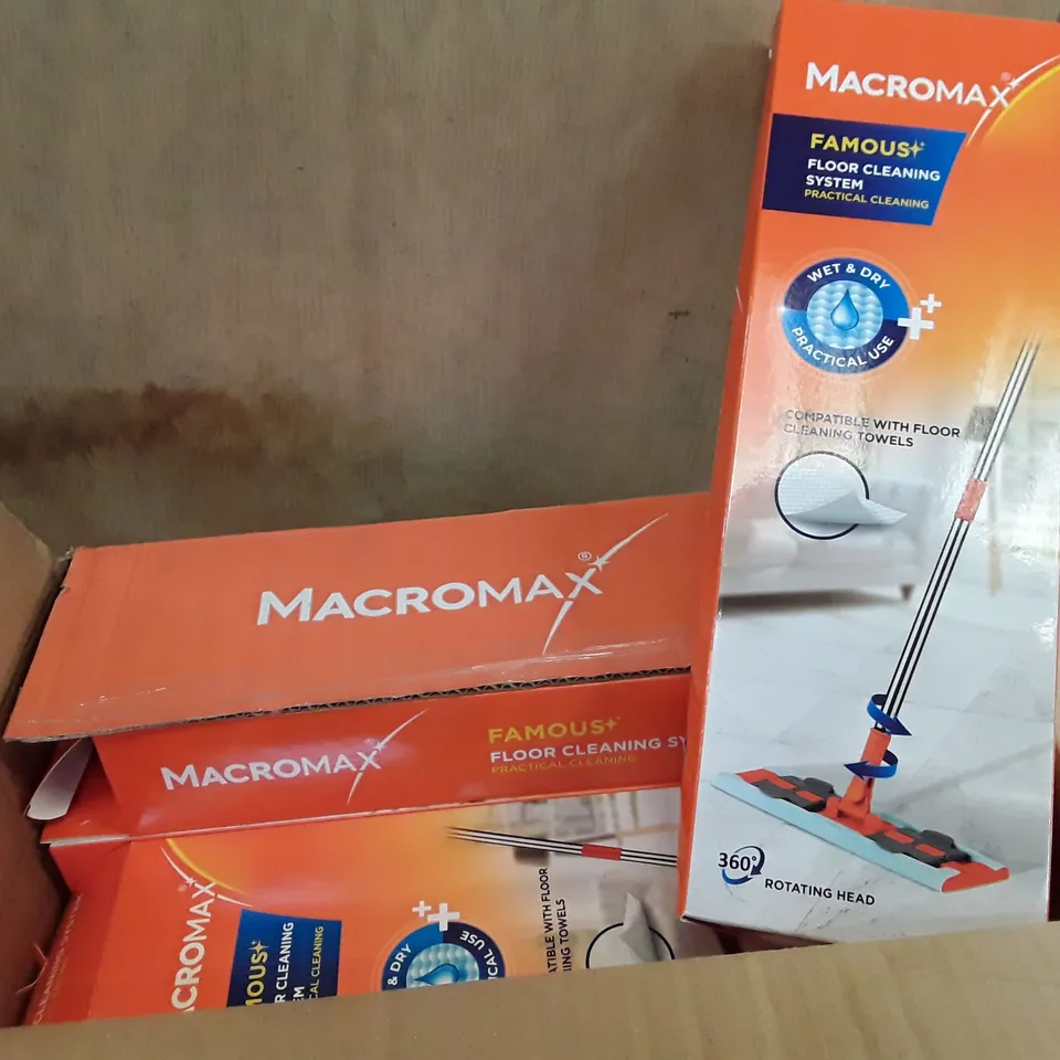 BOX TO CONTAIN 4 MACROMAX FAMOUS FLOOR CLEANING SYSTEM 