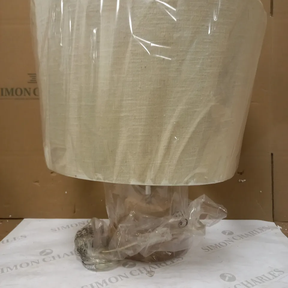 DAR LIGHTING GROUP KAO 1LT TABLE LAMP - WOOD & GLASS FINISH, CREAM SHADE