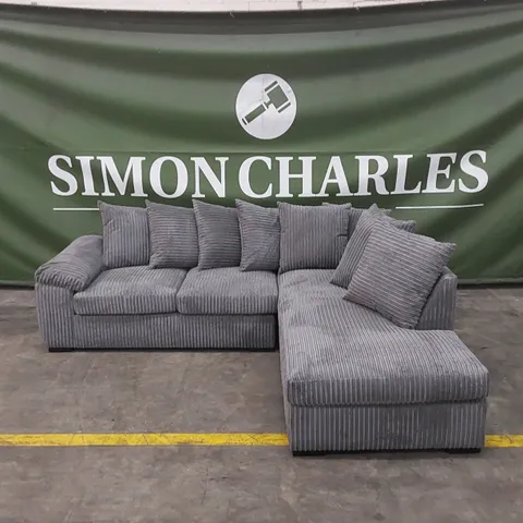 AMALFI RIGHT HAND SCATTER BACK FABRIC CORNER CHAISE SOFA - CHARCOAL