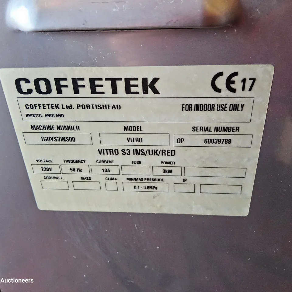 COFFEETEK VITRO S3 BEAN TO CUP COFFE MACHINE